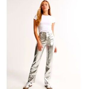 Silver Leather Pants